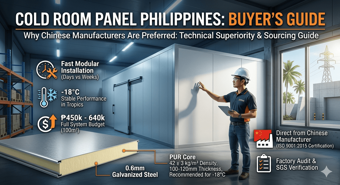 PIR insulated cold room panel installation, Warehouse project Cebu Philippines