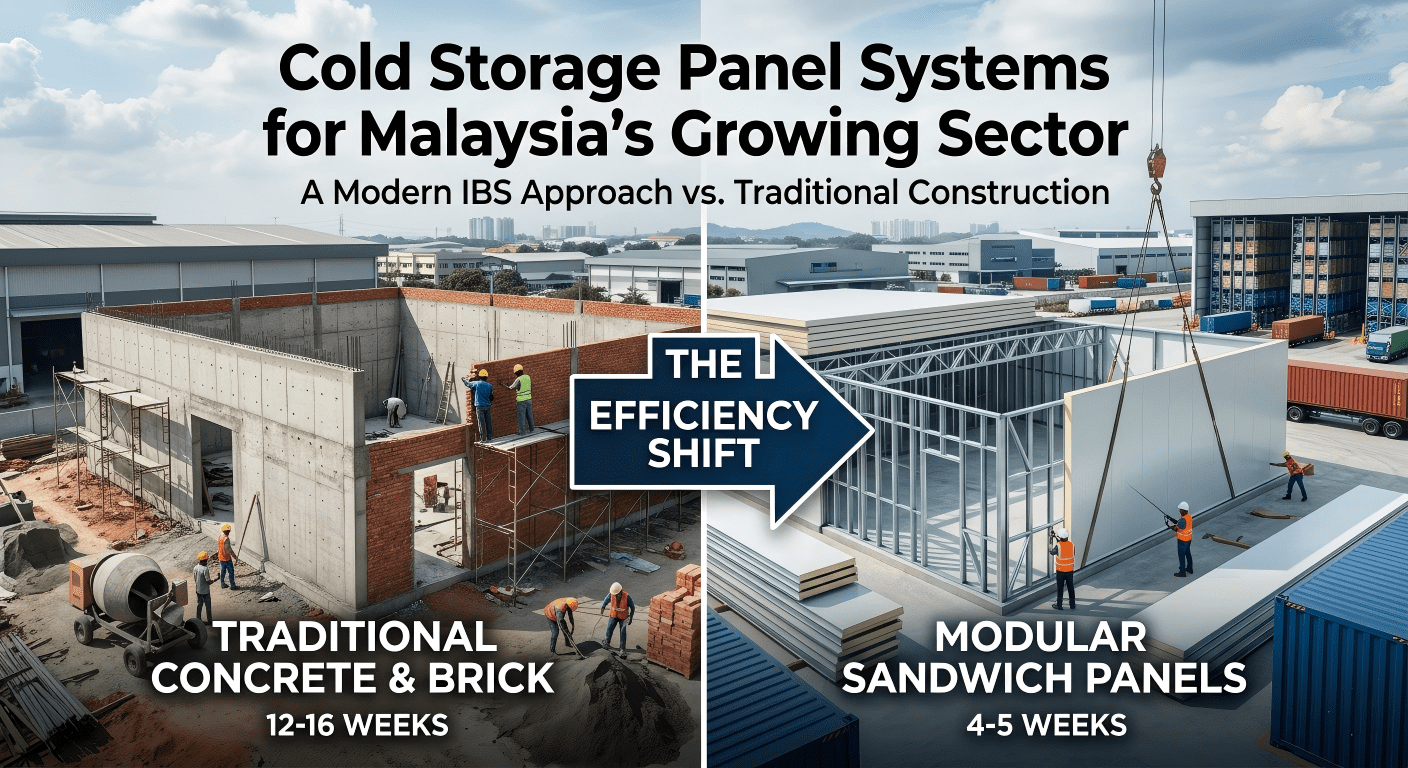 PIR cold storage panel system installed in Malaysian industrial warehouse facility