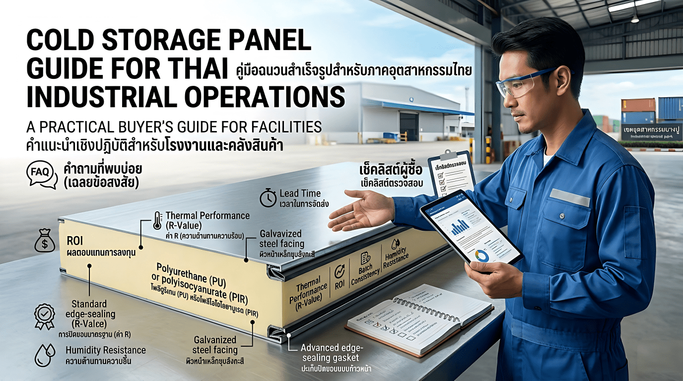 Cold storage panel system in Thai industrial freezer facility with PU insulation