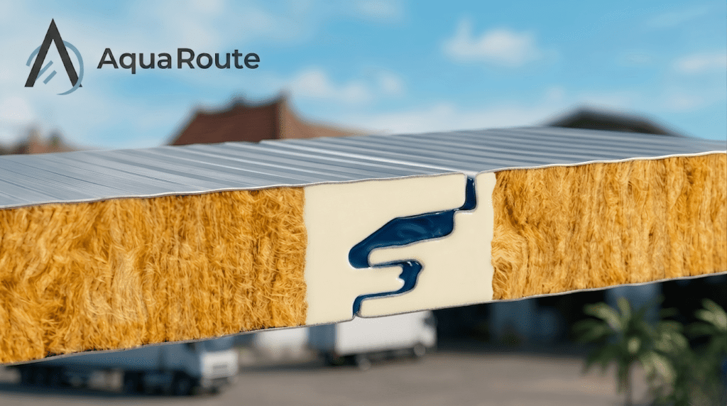 PU edge-sealed rock wool sandwich panel cross section with polyurethane sealant for Indonesia tropical construction